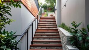 balkon mit treppe zum garten