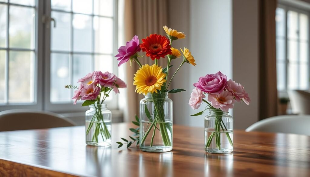 tischdeko blumen im glas