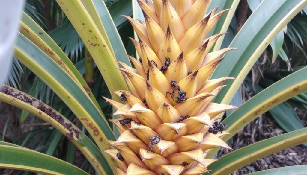 Ananas Pflanze mit Problemen