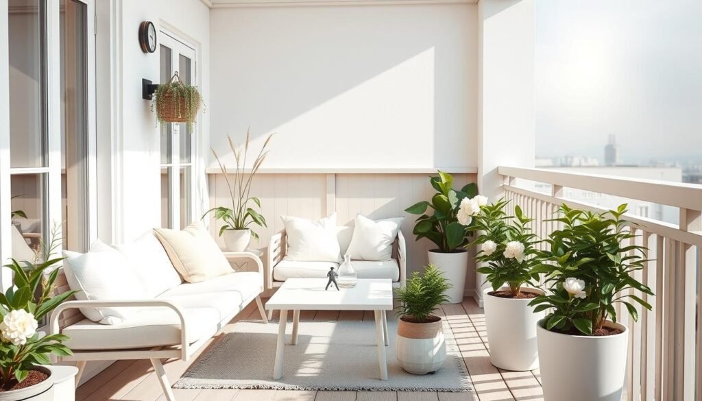 Skandinavisches Balkon Design mit Pasteltönen