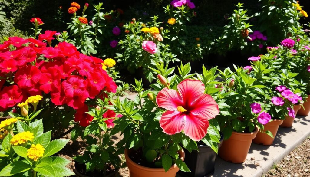 Winterharte Kübelpflanzen sonnig mit Gartenhibiskus