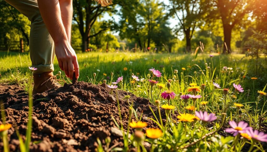 Bodenbearbeitung für Blumenwiese