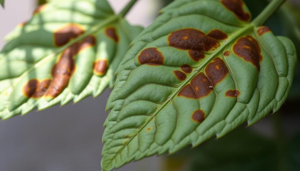 Braune Flecken an Tomatenblättern Braune Flecken an Tomatenblättern
