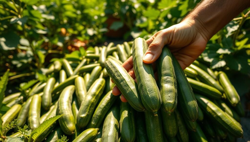 Ernte von Snackgurken