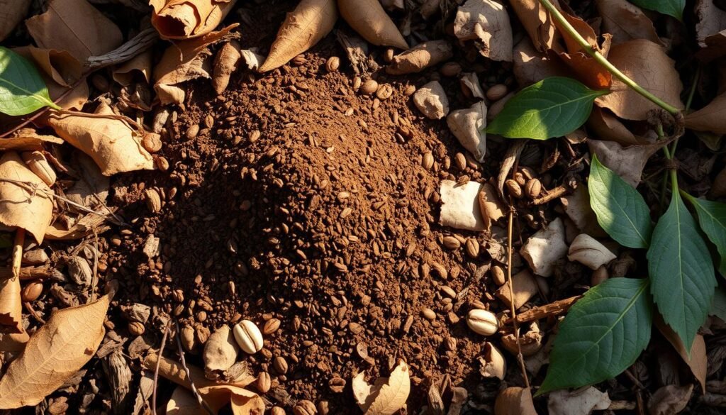 Kaffeesatz im Kompost