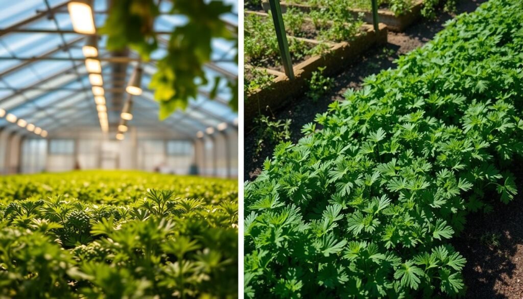 Petersilie Anbau im Gewächshaus und Freiland