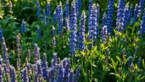 blaue Stauden im Garten