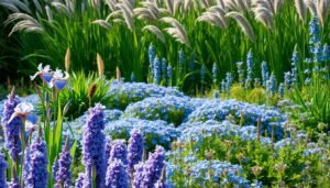 blaue Stauden im Garten