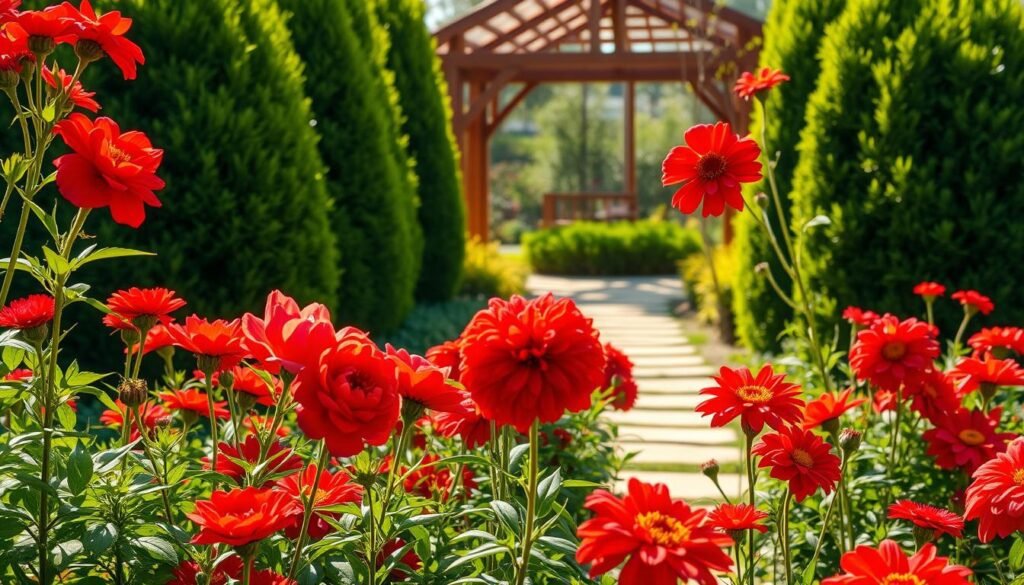 rote blumen im garten