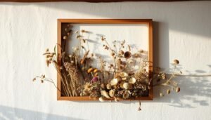 Wandgestaltung mit getrockneten Blumen