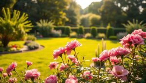 rosa Blumen im Garten