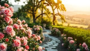 rosa Blumen im Garten