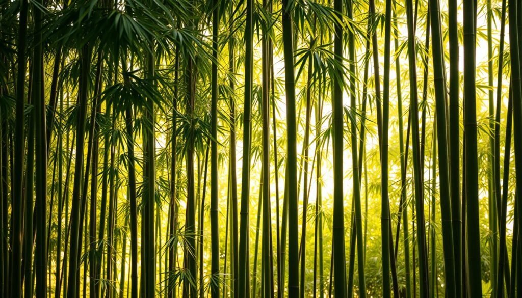 A lush, verdant bamboo forest fills the frame, its towering stalks swaying gently in a warm breeze. The bamboo's striking vertical lines and elegant arching fronds create a natural, living privacy screen, offering a sense of seclusion and tranquility. Soft, diffused sunlight filters through the dense foliage, casting a warm, golden glow over the scene. The bamboo's rigid structure and graceful movement evoke a serene, contemplative mood, inviting the viewer to lose themselves in the beauty of this captivating natural display. The overall composition emphasizes the bamboo's role as an effective, eco-friendly privacy solution for the garden, while also highlighting its inherent elegance and structural interest. A lush, verdant bamboo forest fills the frame, its towering stalks swaying gently in a warm breeze. The bamboo's striking vertical lines and elegant arching fronds create a natural, living privacy screen, offering a sense of seclusion and tranquility. Soft, diffused sunlight filters through the dense foliage, casting a warm, golden glow over the scene. The bamboo's rigid structure and graceful movement evoke a serene, contemplative mood, inviting the viewer to lose themselves in the beauty of this captivating natural display. The overall composition emphasizes the bamboo's role as an effective, eco-friendly privacy solution for the garden, while also highlighting its inherent elegance and structural interest.