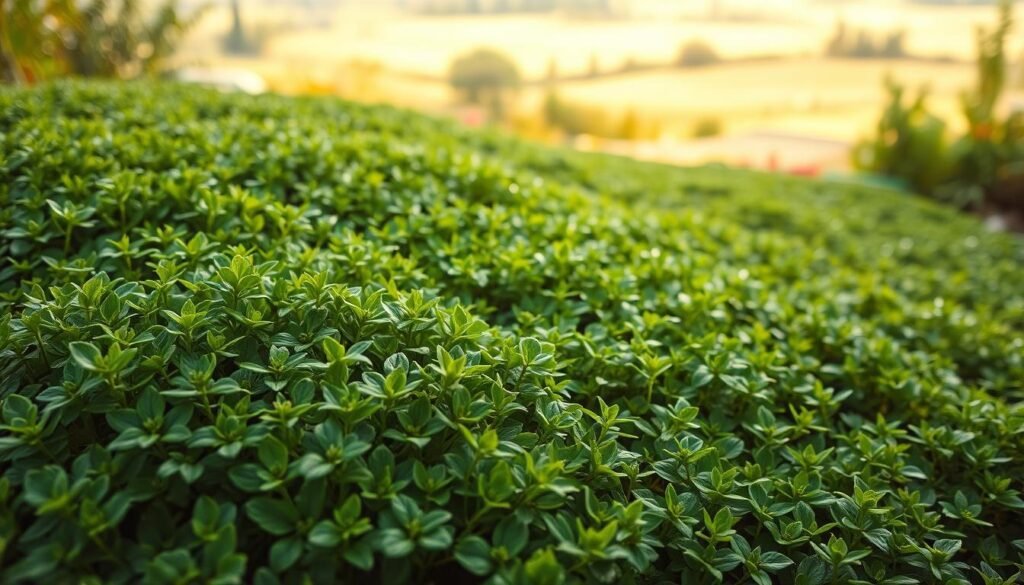 A lush, verdant garden scene showcasing a variety of low-growing, densely spreading Bodendecker plants. The foreground features a close-up view of the foliage, highlighting the delicate textures and vibrant shades of green. The middle ground reveals the plants' natural growth habits, intertwining to form a seamless carpet of vegetation. In the background, a soft-focus landscape emerges, with hints of flowers or other complementary plants peeking through. Warm, diffused lighting gently illuminates the scene, creating a calming, almost ethereal atmosphere. The overall composition emphasizes the low-maintenance and long-lasting beauty of these versatile ground cover plants. A lush, verdant garden scene showcasing a variety of low-growing, densely spreading Bodendecker plants. The foreground features a close-up view of the foliage, highlighting the delicate textures and vibrant shades of green. The middle ground reveals the plants' natural growth habits, intertwining to form a seamless carpet of vegetation. In the background, a soft-focus landscape emerges, with hints of flowers or other complementary plants peeking through. Warm, diffused lighting gently illuminates the scene, creating a calming, almost ethereal atmosphere. The overall composition emphasizes the low-maintenance and long-lasting beauty of these versatile ground cover plants.