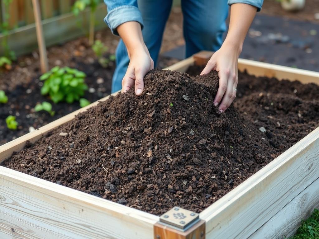 Nachfüllen eines abgesackten Hochbeets mit frischer Erde Nachfüllen eines abgesackten Hochbeets mit frischer Erde
