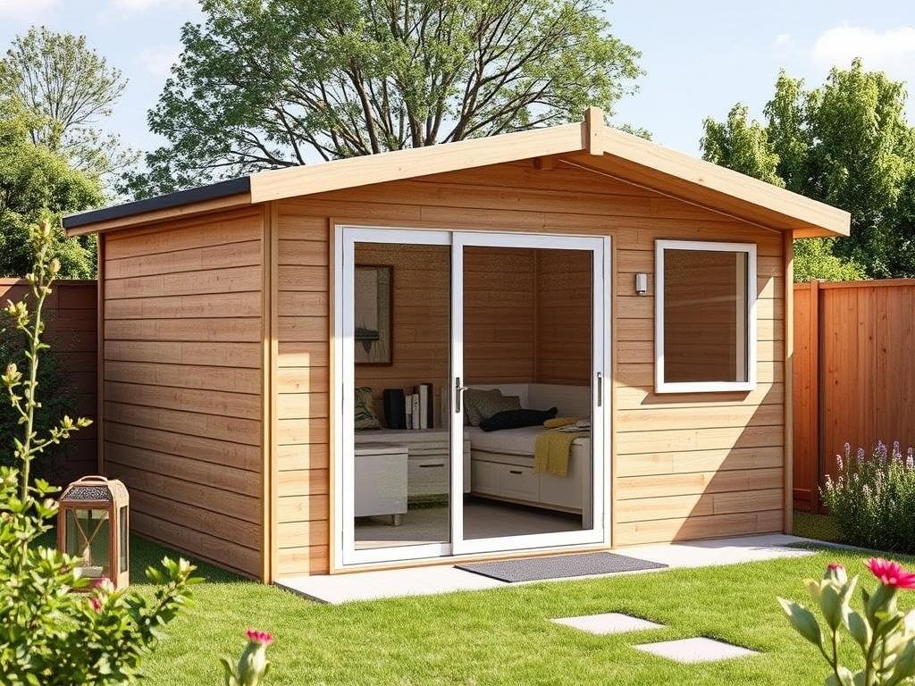 Pultdach Gartenhaus Modell Ella 28-C mit praktischer Schiebetür Pultdach Gartenhaus Modell Ella 28-C mit praktischer Schiebetür