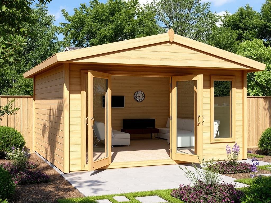 Pultdach Gartenhaus Modell Ella 28-C mit quadratischem Grundriss Pultdach Gartenhaus Modell Ella 28-C mit quadratischem Grundriss