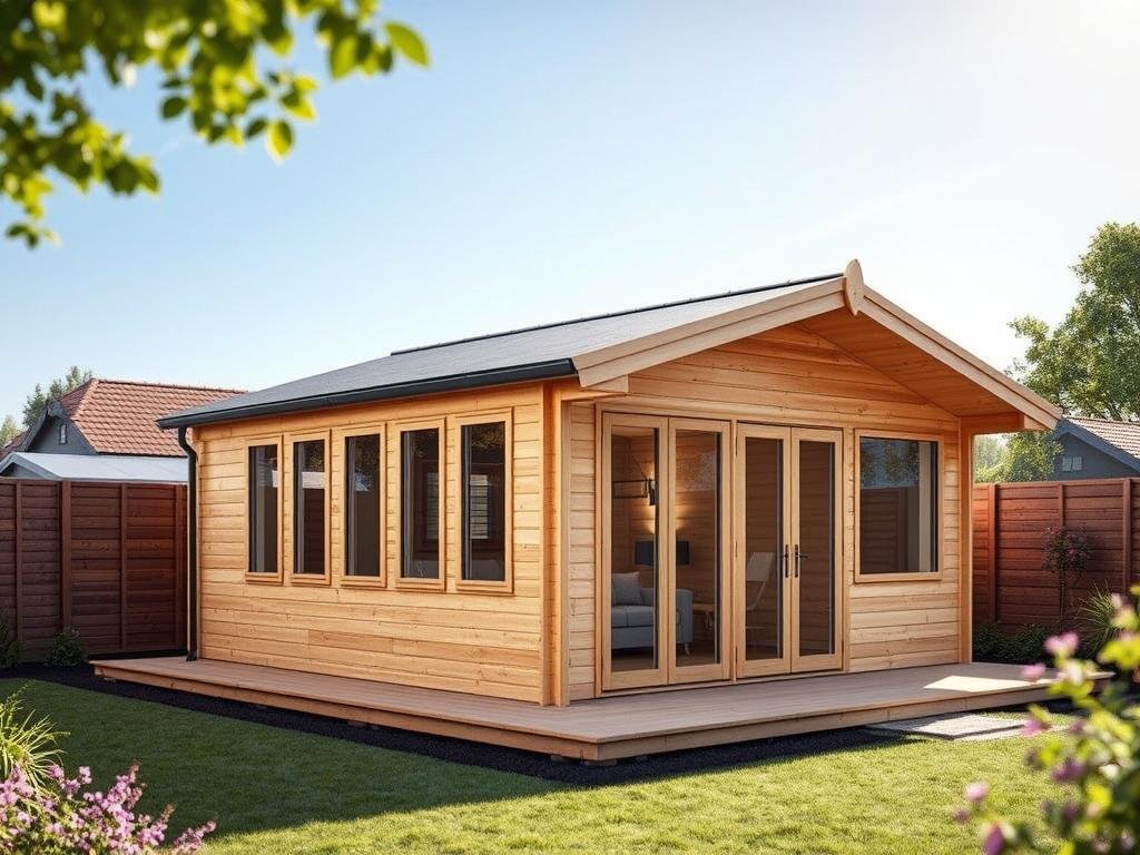 Pultdach Gartenhaus Modell Ella 28-C mit zusätzlichem Anbau Pultdach Gartenhaus Modell Ella 28-C mit zusätzlichem Anbau