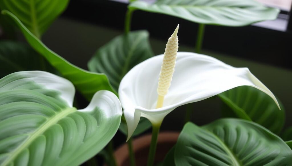 Spathiphyllum (Einblatt) - Blüht und reinigt die Luft effektiv.